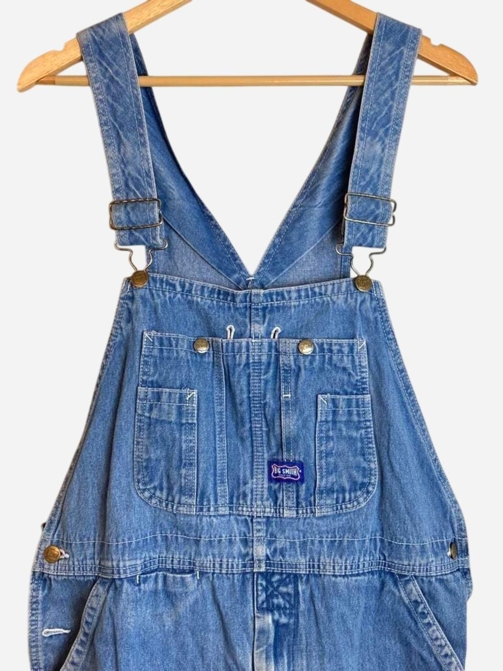 Thrashed Vintage Big Smith Blue Denim Oversized Carpenter Overalls